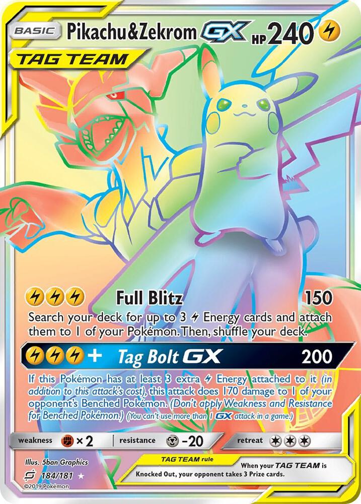 Pikachu & Zekrom-GX, Team Up #184/181